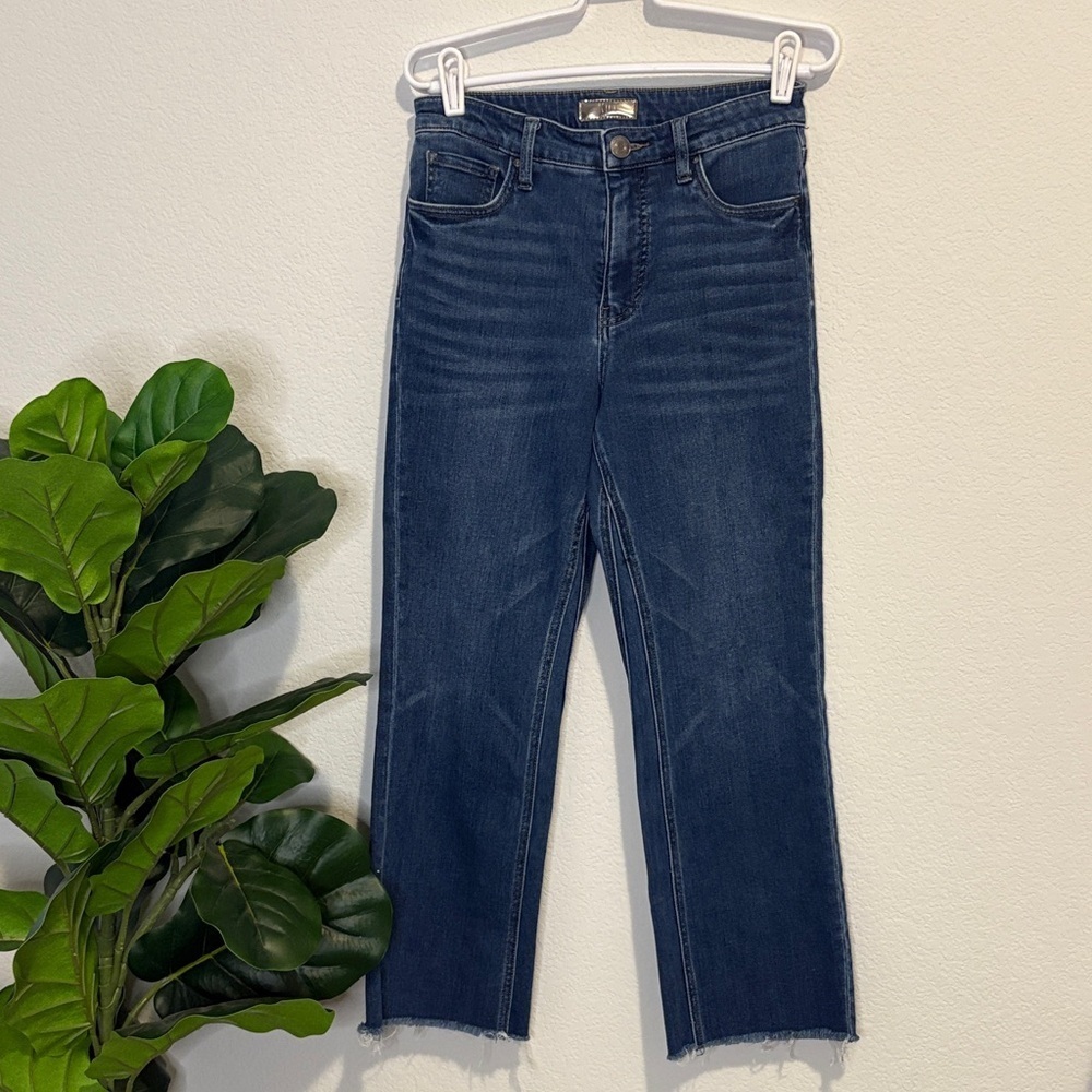 Kut from the Kloth Dark Blue high rise Kelsey fab ab ankle flare Jeans